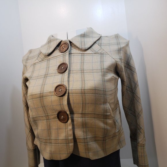 M Designer Zinc Blazer Plaid Jacket Great - Picture 5 of 10